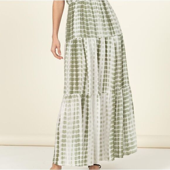 🎁3/$30🎁 Tie Dye Cut Out Open Back Maxi Boho Olive Dress Sz M - Picture 5 of 11